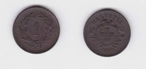 1 Rappen Kupfer Münze Schweiz 1880 ss+ (100602)