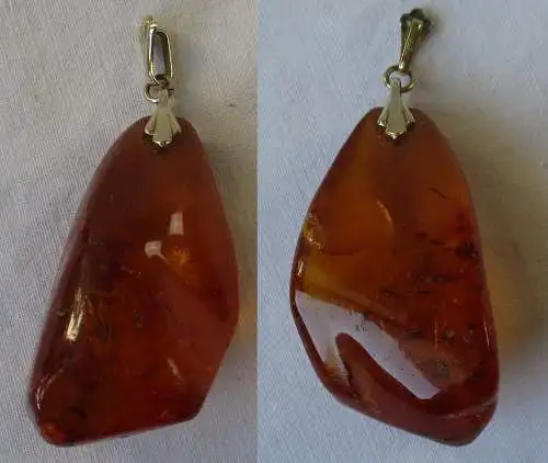 eleganter 333er Gold Kettenanhänger aus Bernstein mit Einschlüssen (113116)