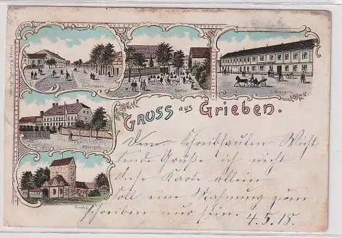 32819 Ak Lithographie Gruß aus Grieben Rittergut, Gasthof usw. 1900