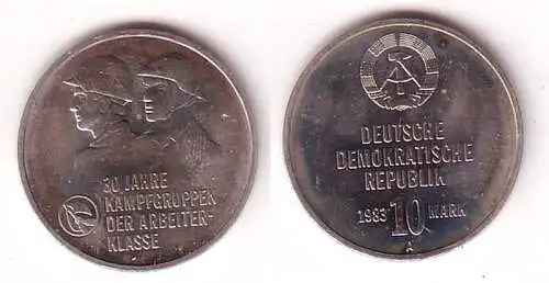 DDR Gedenk Münze 10 Mark 30 Jahre Kampfgruppen 1983 (111296)