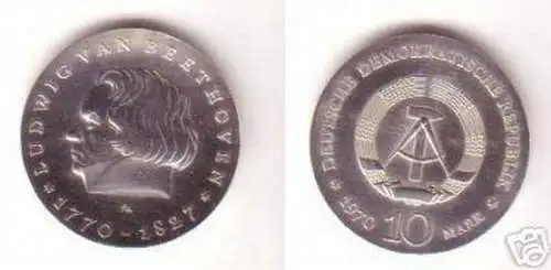 DDR Silber Gedenk Münze 10 Mark Ludwig van Beethoven 1970