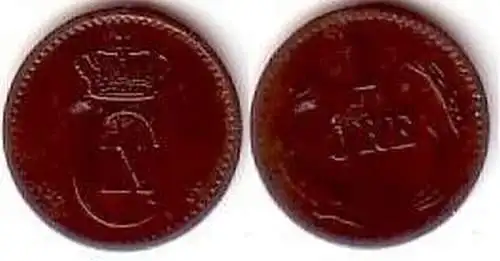 1 Öre Kupfer Münze Dänemark 1874