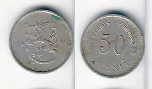 50 Penniä Nickel Münze Finnland 1921