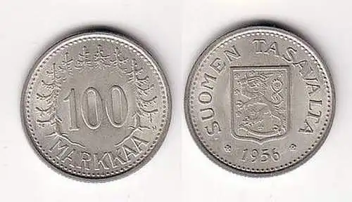 100 Markkaa Silber Münze Finnland 1956