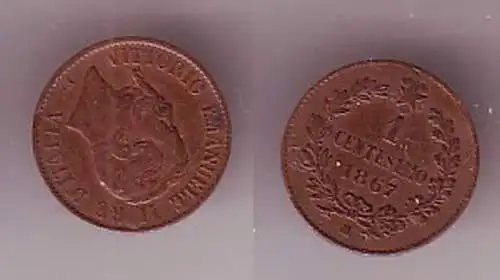 1 Centesimo Kupfer Münze Italien 1867 M ()