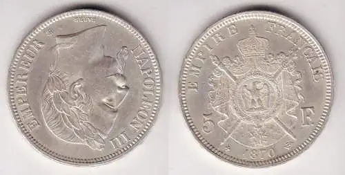 5 Franc Silber Münze Frankreich 1870 BB