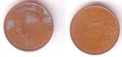 5 Centimes Kupfer Münze Luxemburg 1930