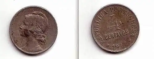 4 Centavos Nickel Münze Portugal 1917