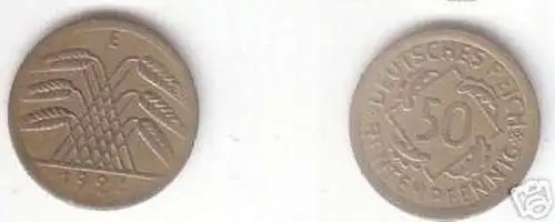 50 Rentenpfennig Münze Weimarer Republik 1924 E