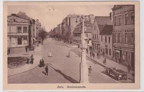 907093 Ak Zeitz Schützenstraße mit Homberg-Uhr 1929