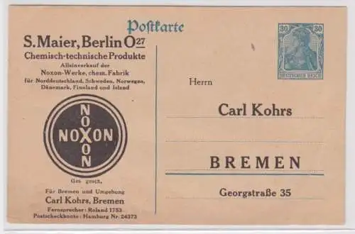 96989 DR Ganzsachen Postkarte P120 Zudruck S. Maier Berlin Chemische Produkte