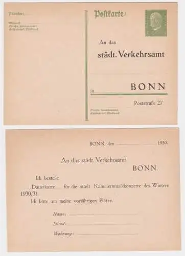97009 DR Ganzsachen Postkarte P180 Zudruck städtisches Verkehrsamt Bonn 1930