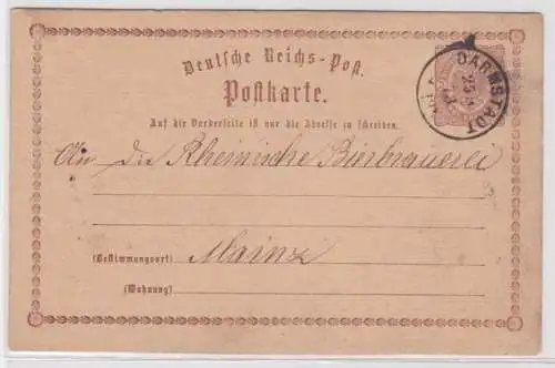 96569 DR Ganzsachen Postkarte P1 Darmstadt nach Mainz 1873