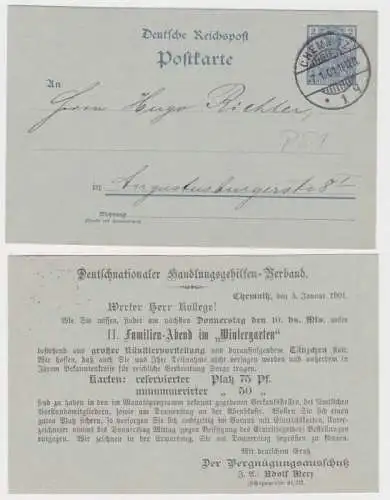 98885 Ganzsachen Postkarte P44 Zudruck Handlungsgehilfen Verband Chemnitz 1901