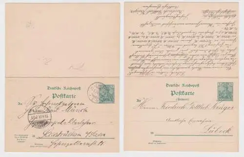 98756 Ganzsache Postkarte P54 Friedrich Gottlieb Krüger Amtl. Einnahmen Lübeck