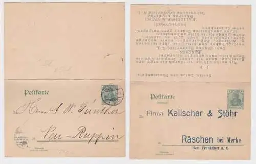 71224 Ganzsache Postkarte P61 Zudruck Kalischer & Stöhr Räschen bei Merke 1902