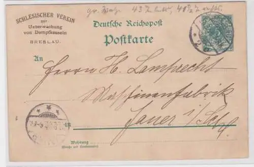 79428 DR Ganzsache Postkarte Zudruck Schlesischer Verein zur Überwachung Breslau