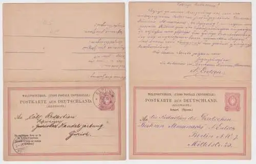97843 DR Ganzsachen Postkarte P9 Berlin nach Zürich 1883