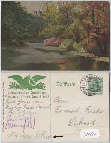 30350 DR Ganzsachen Postkarte PP27/ C199 Breslau Postwertzeichen Ausstellung 191