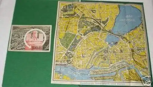 Heft und Stadtplan "Rundfahrt durch Hamburg" um 1930