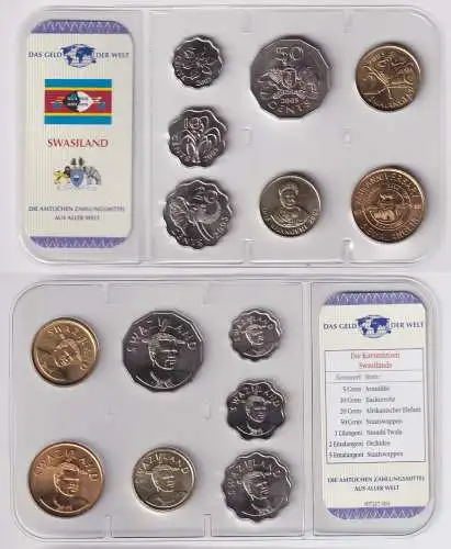 Kursmünzsatz Das Geld der Welt KMS 7 Münzen Swasiland im Blister (170359)