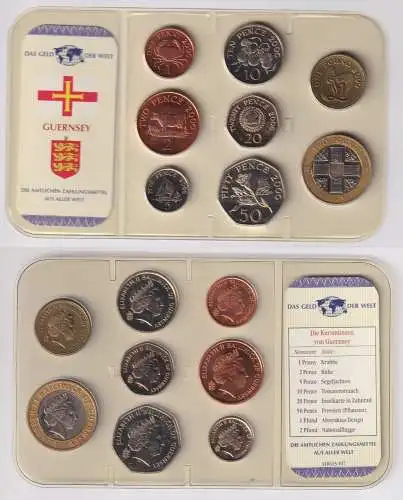 Kursmünzsatz Das Geld der Welt KMS 8 Münzen Guernsey im Blister (170561)