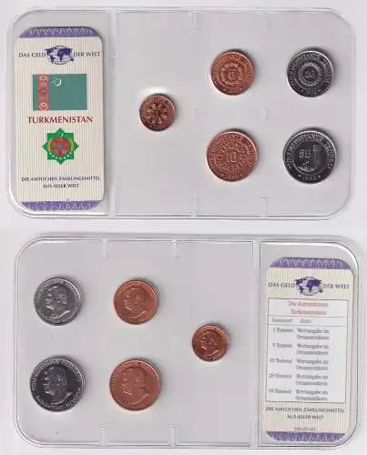 Kursmünzsatz Das Geld der Welt KMS 5 Münzen Turkmenistan im Blister (170356)