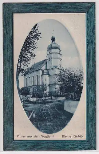 901773 Rahmen Ak Gruss aus dem Vogtland - Kirche Kürbitz 1913