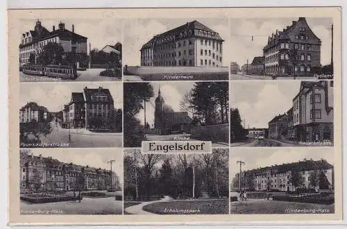 67212 Mehrbild Ak Engelsdorf - Schule, Kinderheim, Postamt, Kirche, Paunsdorfstr