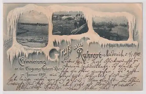 59480 Mehrbild Ak Gruss aus Ruhrort - Erinnerung an Eisgang Ruhrort-Rhein 1891