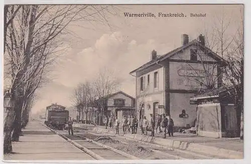53034 Ak Warmeriville Frankreich - Partie am Bahnhof um 1915