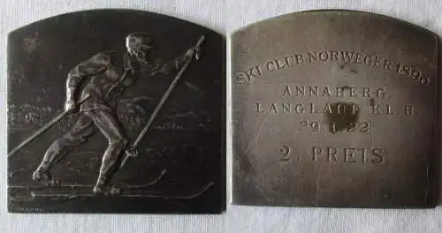 Plakette Ski Club Norweger 1896 Annaberg Langlauf Kl. B. 2.Preis 1922 (103480)