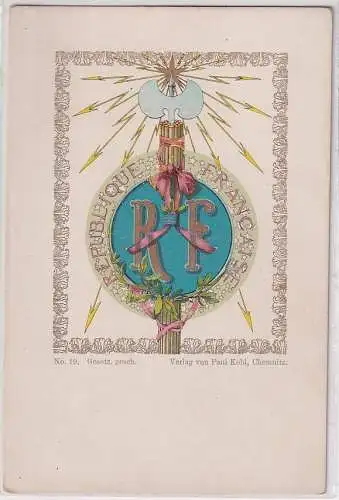 33659 Wappen Ak Lithographie Republik Frankreich um 1900