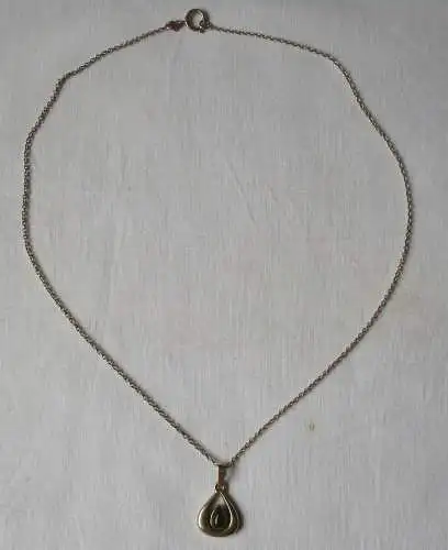 elegante 333er Gold Halskette mit 375er Gold Anhänger mit Nephrit Stein (112578)