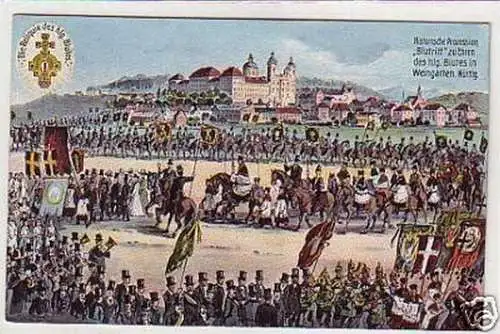01162 Ak Weingarten hist. Prozession "Blutritt" um 1920