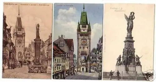 06277/ 3 Ak Freiburg i.B. Martinstor usw. um 1910