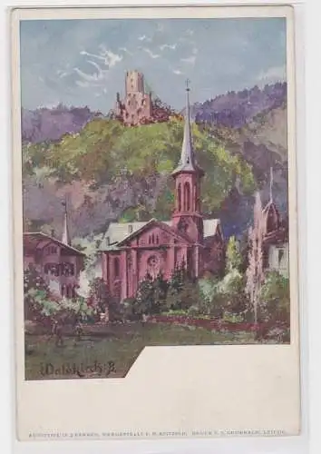 77223 Ak Waldkirch im Breisgau - Ortsansicht mit Burg und Kirche um 1900
