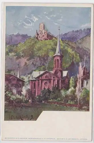 93750 Ak Waldkirch im Breisgau - Ortsansicht mit Burg und Kirche um 1900