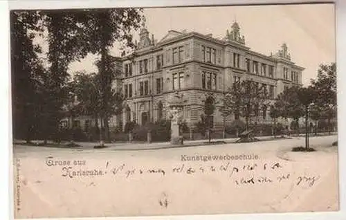 56033 Ak Gruß aus Karlsruhe Kunstgewerbeschule 1899