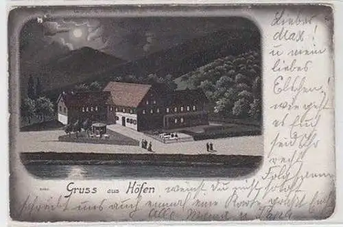 12539 Mondscheinkarte Gruß aus Höfen 1899