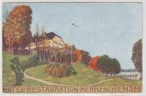 47783 Ak Hotel und Restauration Herrenchiemsee um 1920