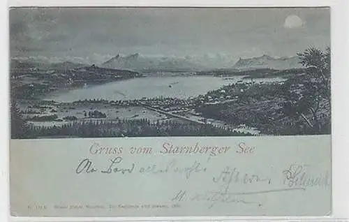 63149 Mondscheinkarte Gruß vom Starnberger See 1898