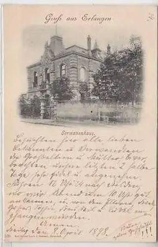 50361 Ak Gruß aus Erlangen Germanenhaus 1898