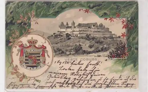 89619 Präge Passepartout AK Veste Coburg 1901