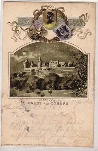 60015 Präge Ak Gruß aus Coburg mit Veste Coburg 1900