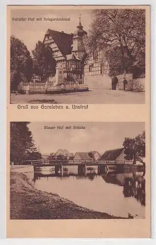 76302 Mehrbild Ak Gruß aus Gorsleben a. Unstrut Schiefer Hof + Blauer Hof um1930