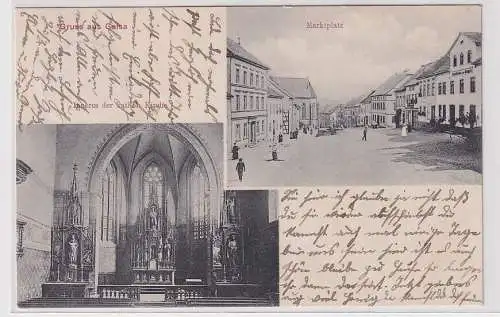 905043 Mehrbild Ak Gruss aus Geisa Markt und Inneres Kath. Kirche 1910