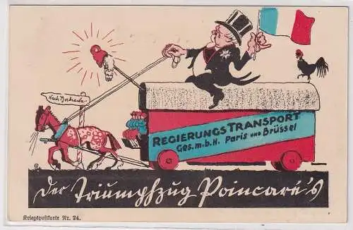 58703 Patriotika AK Regierungstransport Paris & Brüssel d. Triumpfzug Poincaré's