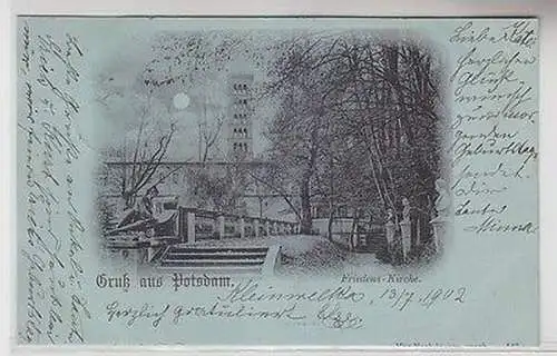 65939 Mondscheinkarte Gruß aus Potsdam Friedenskirche 1902