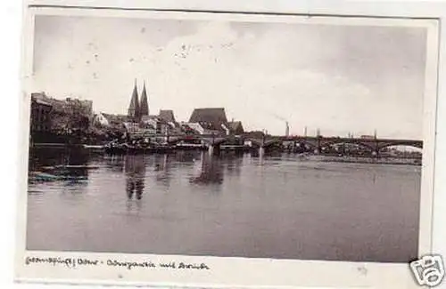 24715 Ak Frankfurt Oder Oderpartie mit Brücke 1936